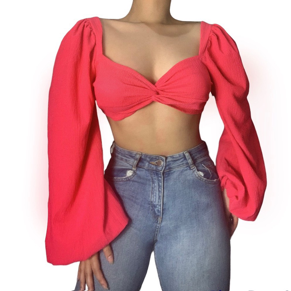Pink Long sleeve puff dainty top, Women's Fashion, Tops, Others Tops on