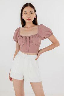 lovet aubrey piped shorts in white