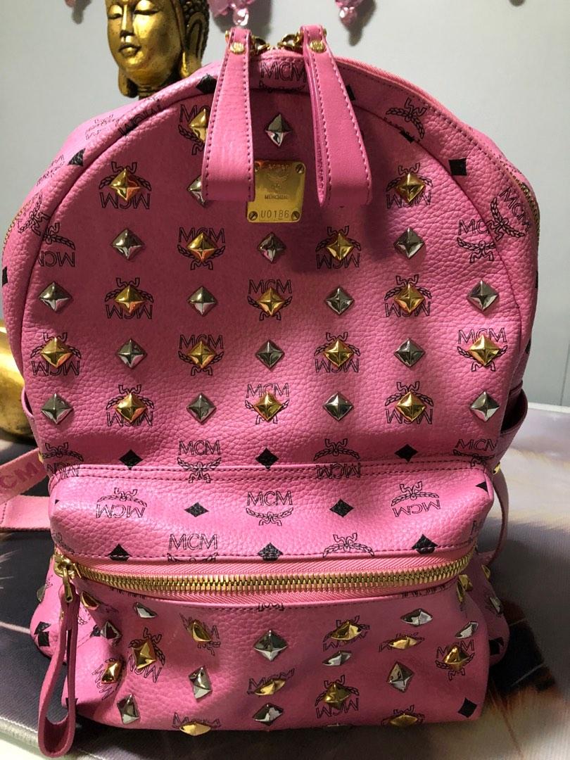 Mcm red store studded backpack