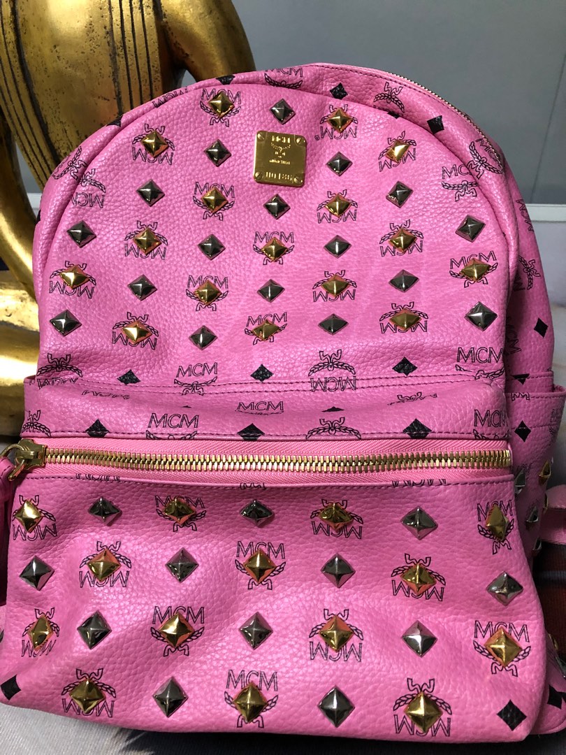 Mcm pink deals studded backpack