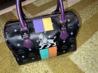 MCM Visetos Lion Princess Boston Bag Black-US