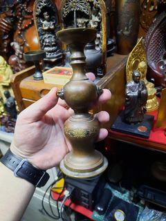 Antique Meiji era brass candle holder