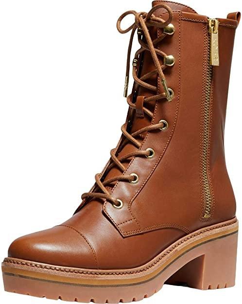 Michael Kors Anaka Combat Boots Brown Size , Fesyen Pria, Sepatu ,  Sepatu Boot di Carousell