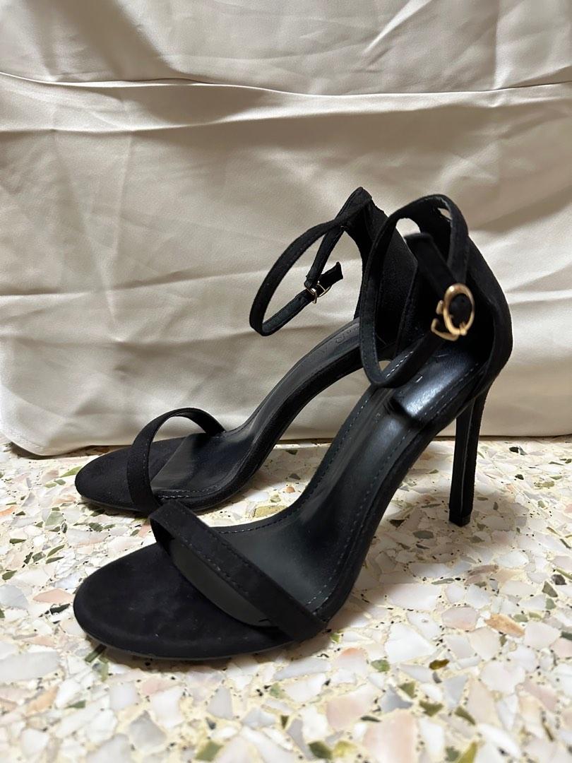 Plain black sandal heels Women s Fashion Footwear Heels on