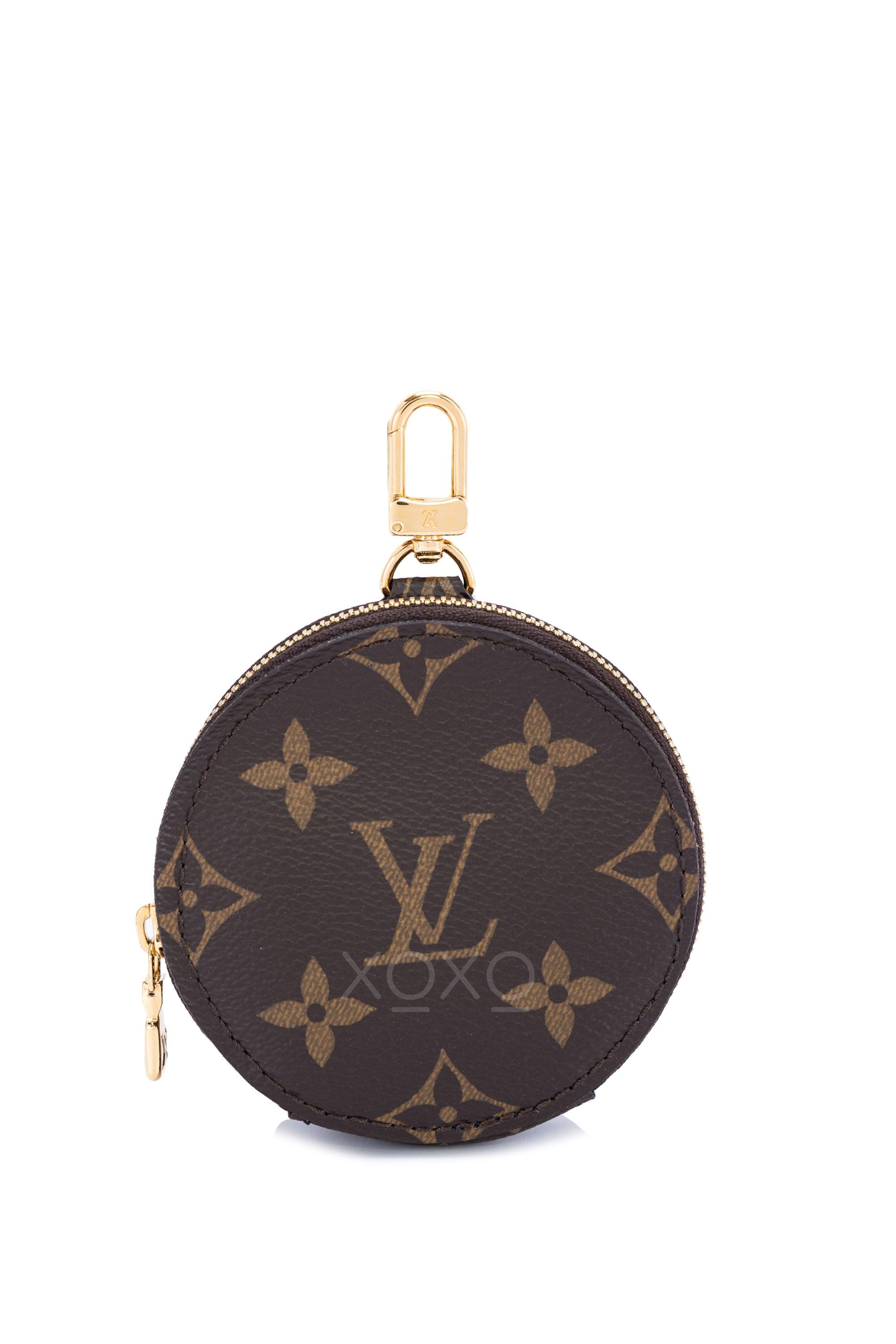 Authentic Louis Vuitton Trio Round Pouch Monogram Canvas Coin Purse Brown