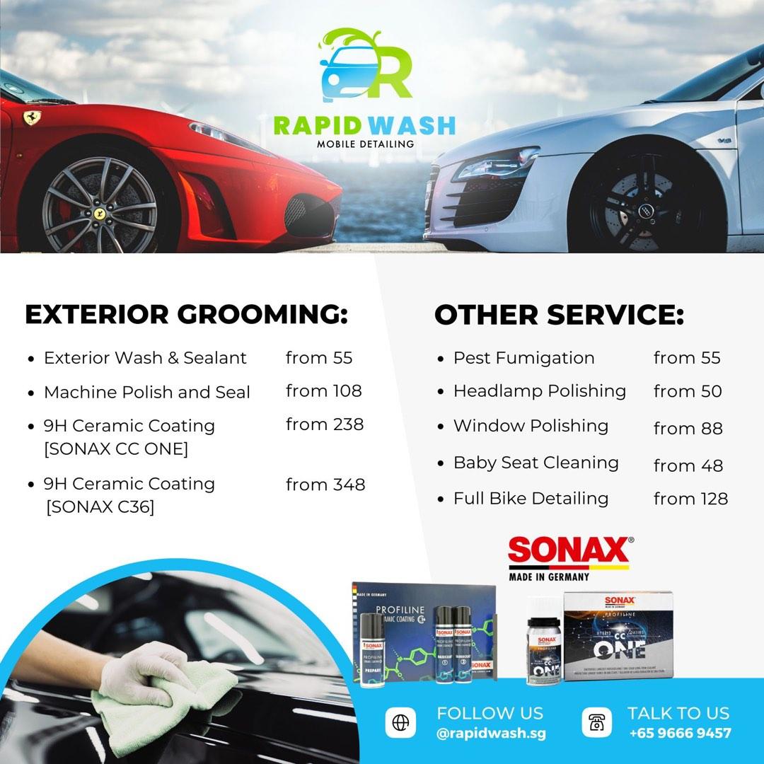 [MOBILE] Detailing by Rapid Wash Service Menu Exterior Grooming