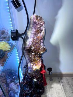Rare Cacoxenite boulder for sale. 紫钛晶柱子