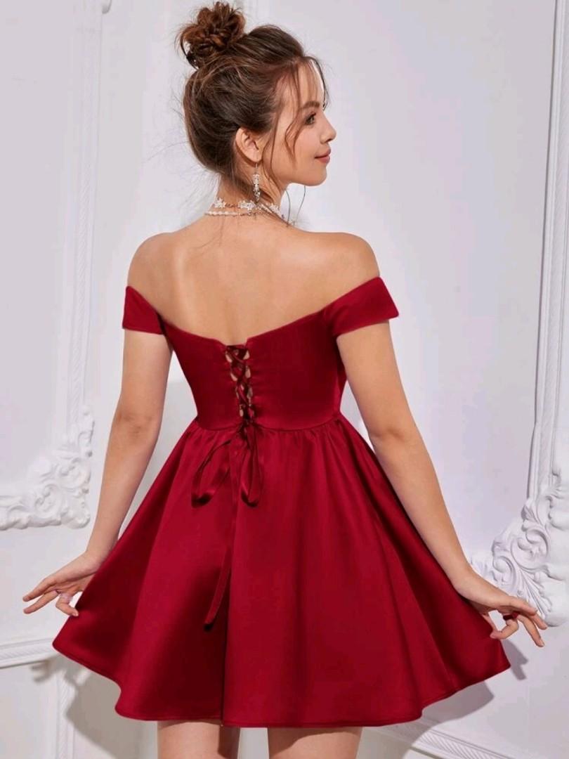 Red fitted short dress cheap