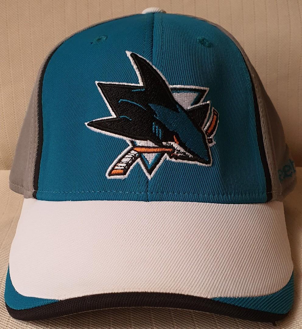 Reebok NHL San Jose Sharks Fitted Hat S M 90s Hockey Gray Teal White Stitched