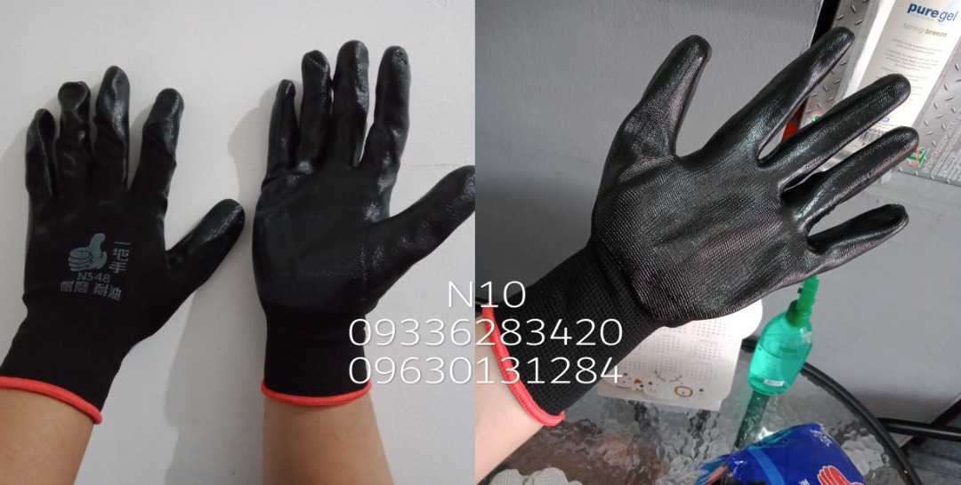 safety Gloves Black Coated Gloves Hand Protection, Commercial ...