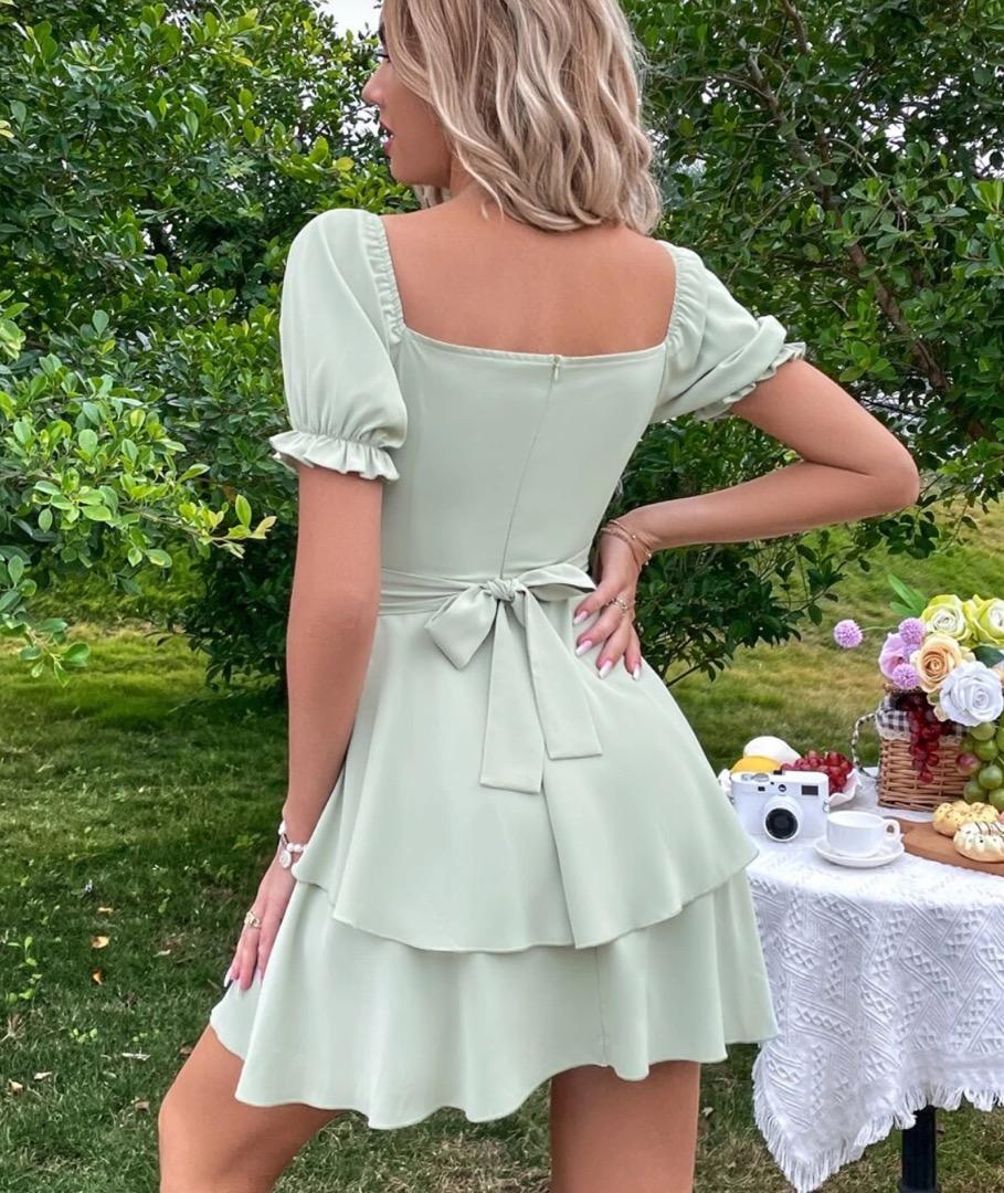 Sage green Layered Dress, Women's Fashion, Dresses & Sets, Dresses on