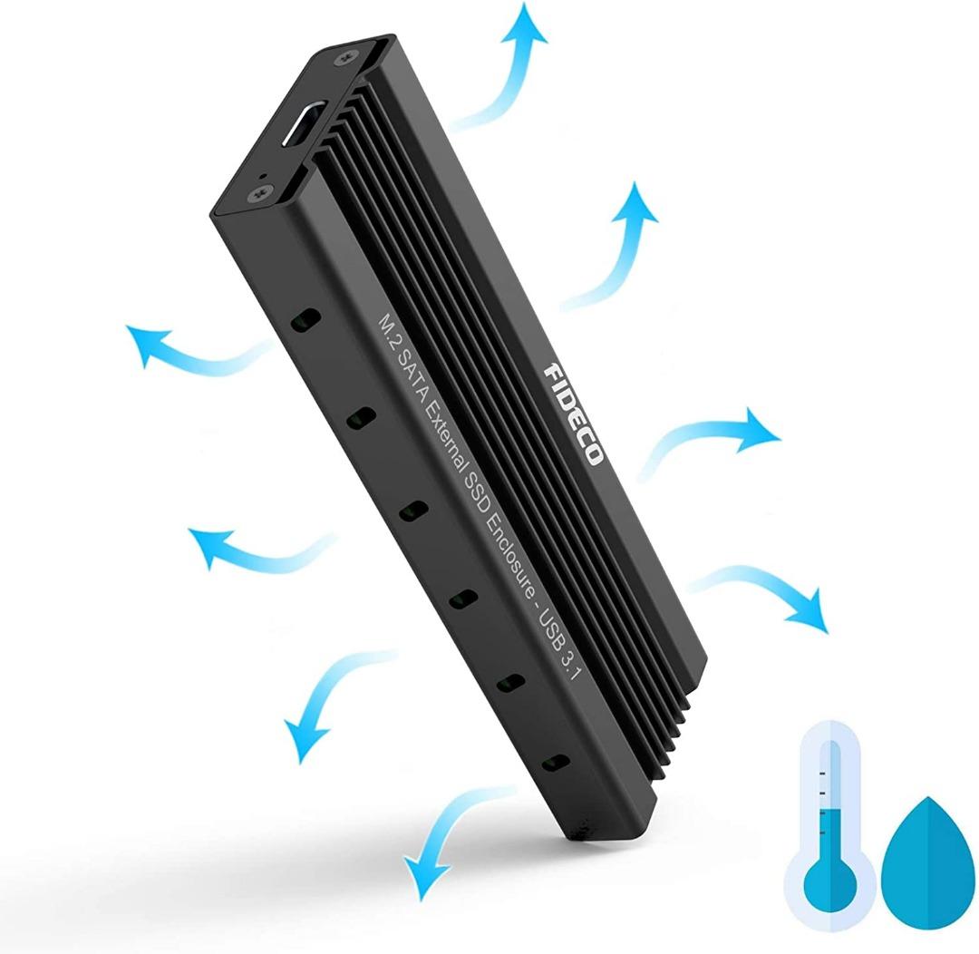 SATA SSD Enclosure Adapter, FIDECO USB 3.1 Gen 2 to M.2 NGFF SATA SSD ...