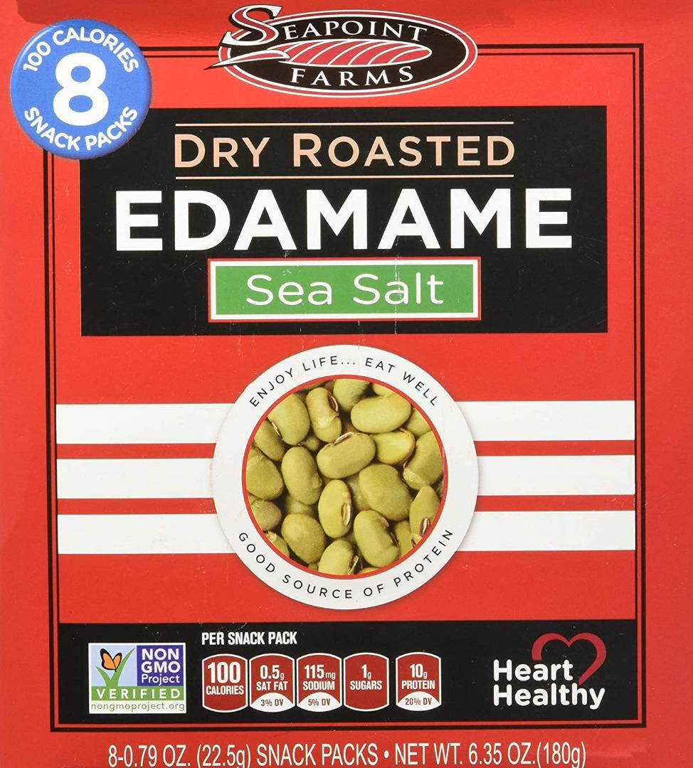 Seapoint Farms, Dry Roasted Edamame, Sea Salt, 8 Snack Packs, 0.79 oz