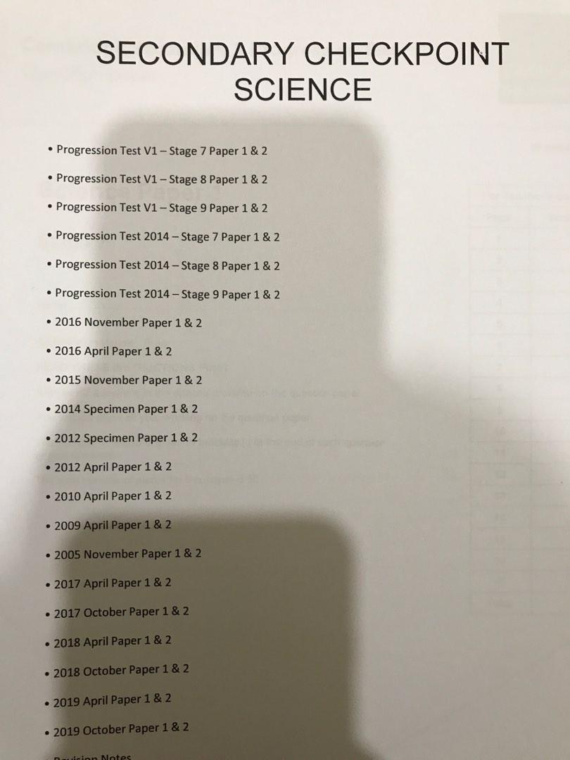 Secondary checkpoint science past year paper year 9 year 8 hobbies