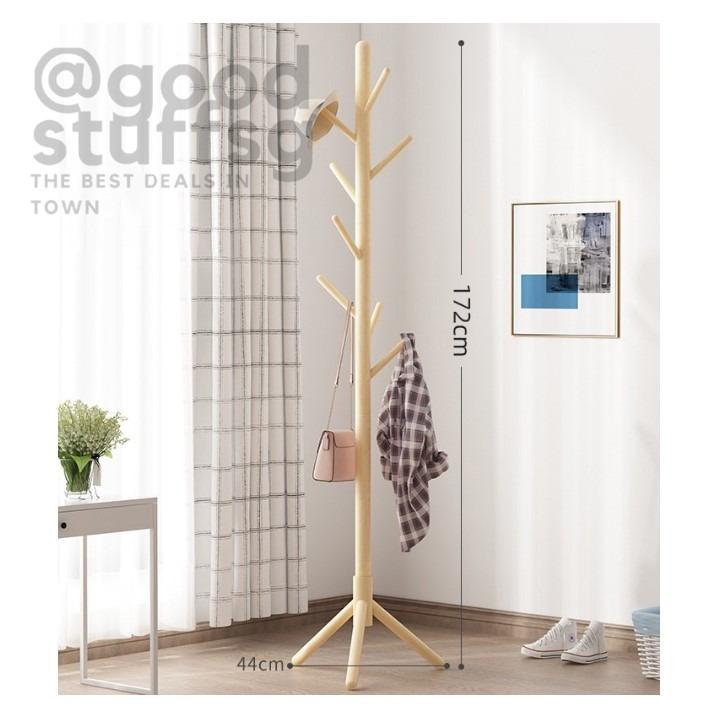 SG FREE 172cm Solid Wood Standing Clothes Hanger Hat Free Stand Coat Rack Furniture Home Living Home Improvement Organisation Clothes Drying Rack on Carousell