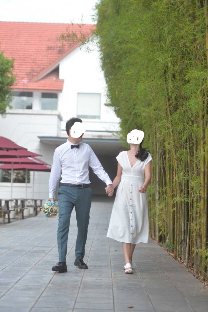 TEMT White Midi dress pre wedding photo shoot etc Women s