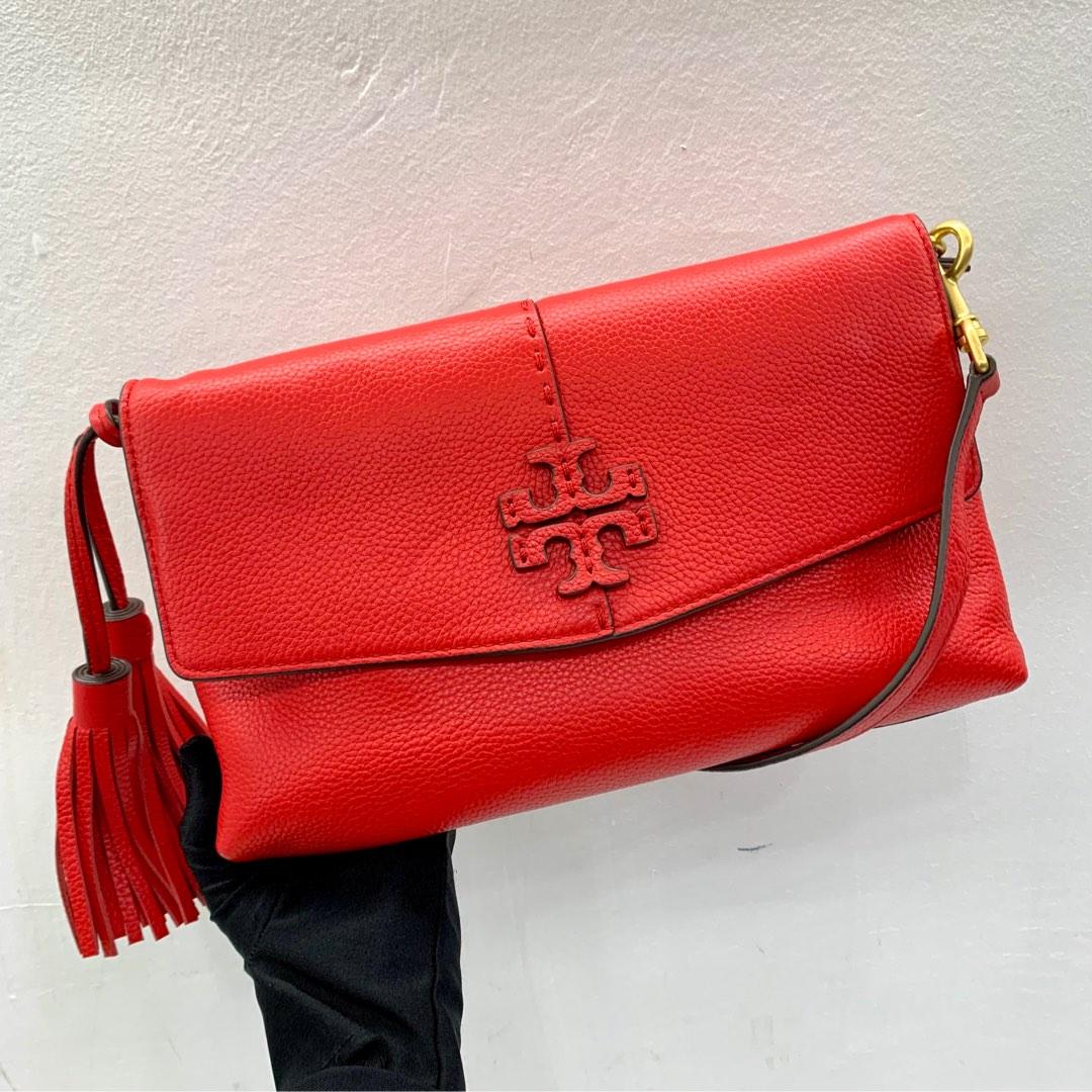 TORY BURCH RED LEATHER SHOULDER BAG 227027633, Women's Fashion, Bags &  Wallets, Shoulder Bags on Carousell