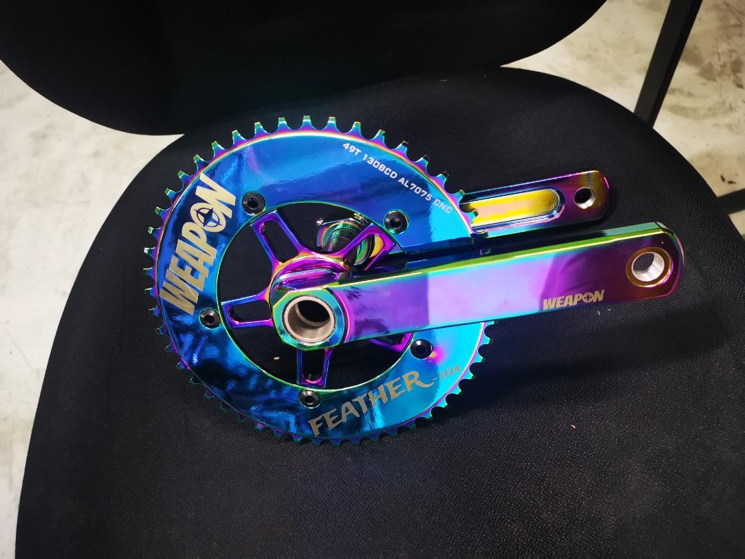 Weapon fixie crankset oil slik hollowtech super lightweight