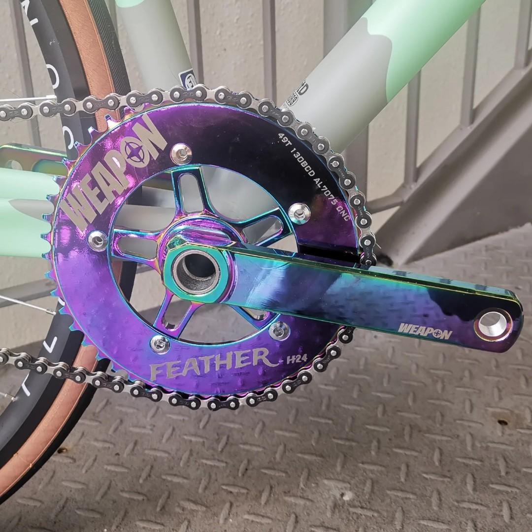 Weapon fixie crankset oil slik hollowtech super lightweight