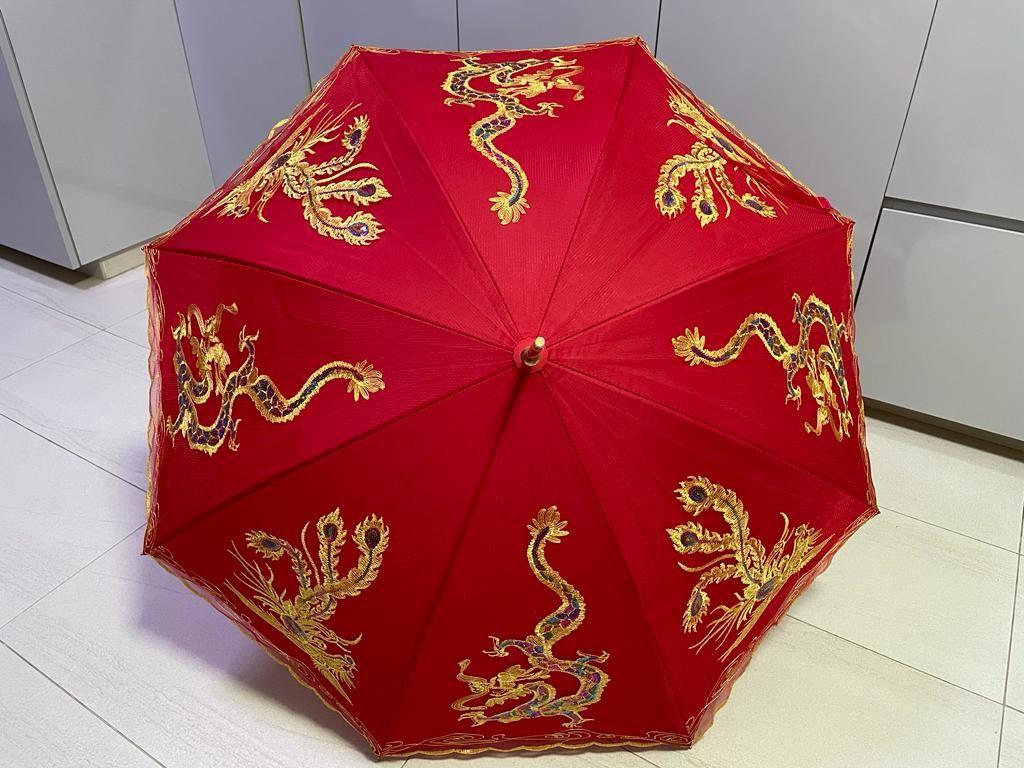 Wedding Red Dragon Umbrella, Hobbies & Toys, Travel, Umbrellas on Carousell