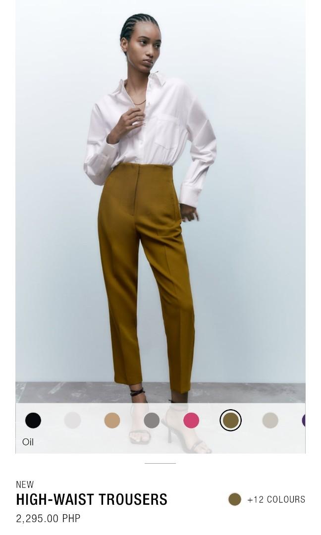Zara Highwaisted Trouser size Small in Oil Color, Women's Fashion, Bottoms,  Other Bottoms on Carousell