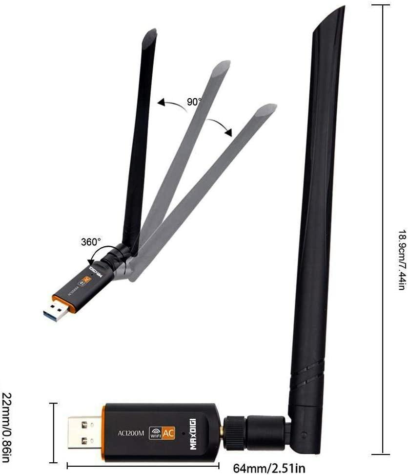 024) Wifi Dongle, Wifi Adapter Dual Band 5G / 2.4G AC1200 Mbps 802.11