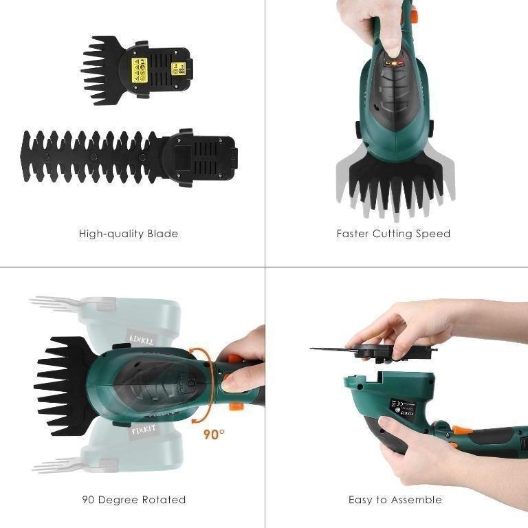 [1791] FIXKIT 7.2V 2 in 1 Cordless Grass and Hedge Trimmer, 2