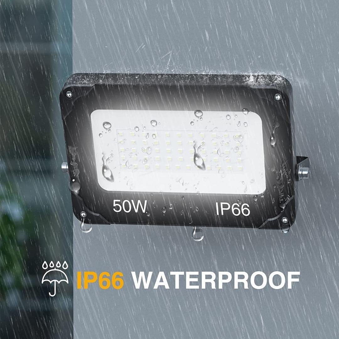 1864] Onforu 50W LED Floodlight Outdoor, 5000lm Super Bright Security Lights  with Plug, IP66 Waterproof Exterior Flood Lights, 5000K Daylight White  Floodlights for Backyard, Garden, Garage, Rooftop, Porch [Energy Class F],  Furniture