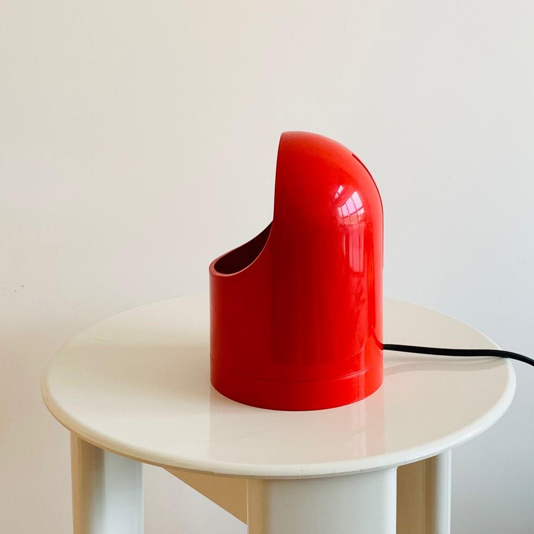 1970s vintage Italian design, retro red rotatable table lamp by