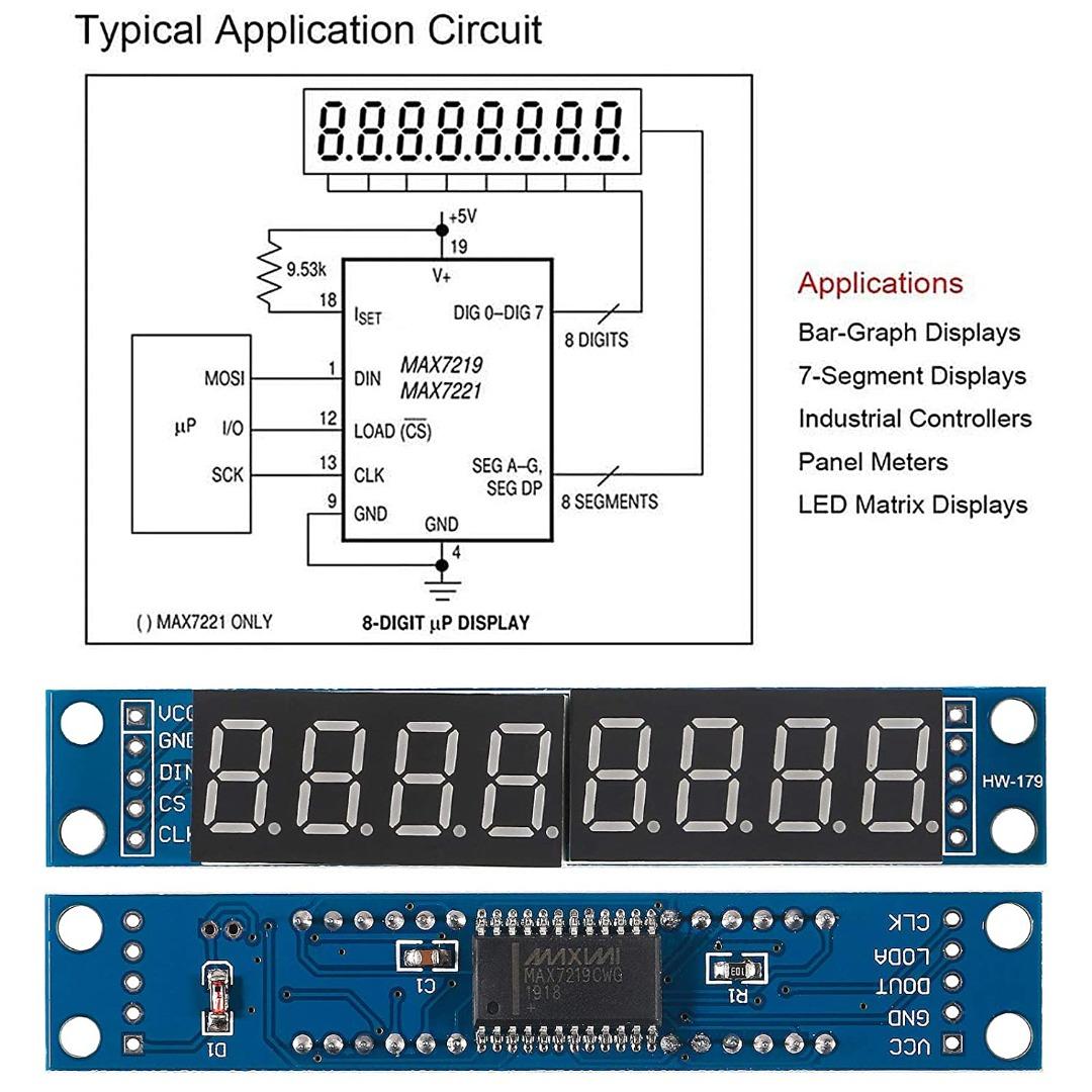 4Pcs MAX7219 8 Digit 7 Segment LED Tube Display Control Module for MCU ...