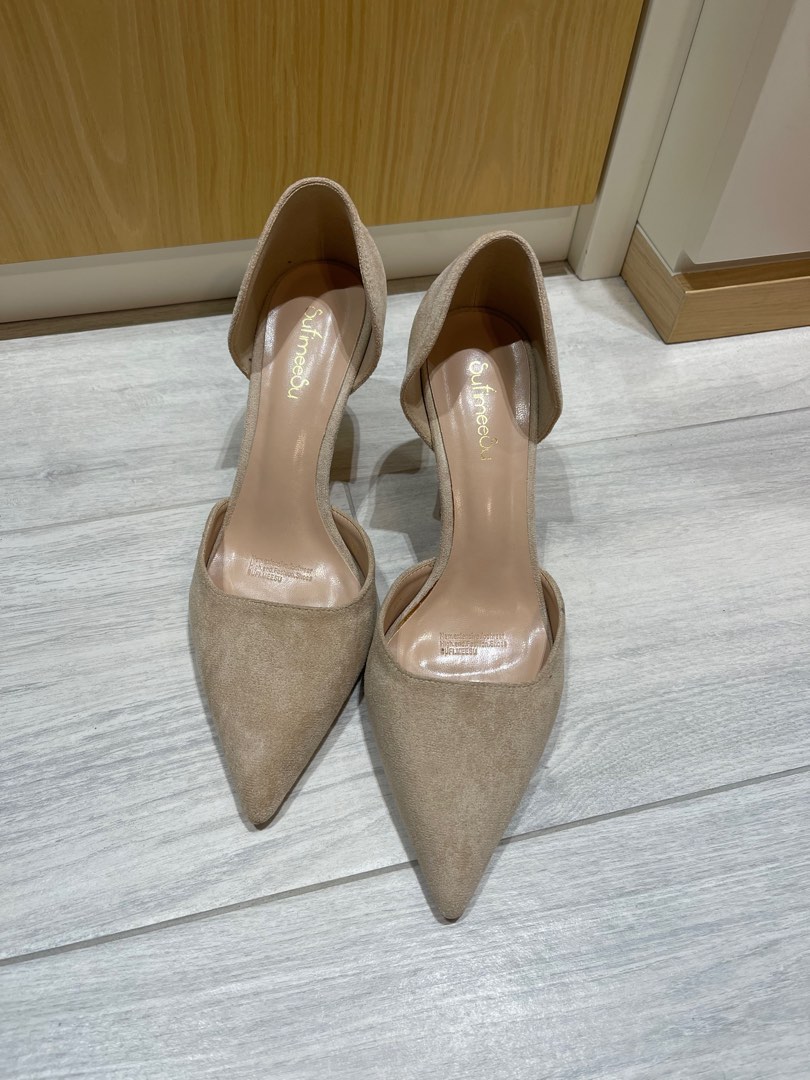 Beige suede high heels clearance