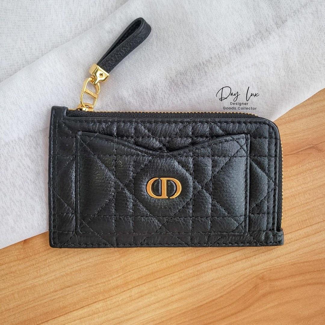 Zipped Card Holder Black Dior Oblique Jacquard and Grained Calfskin