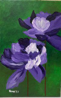 Acrylic violet Flower Art Painting Canvas
