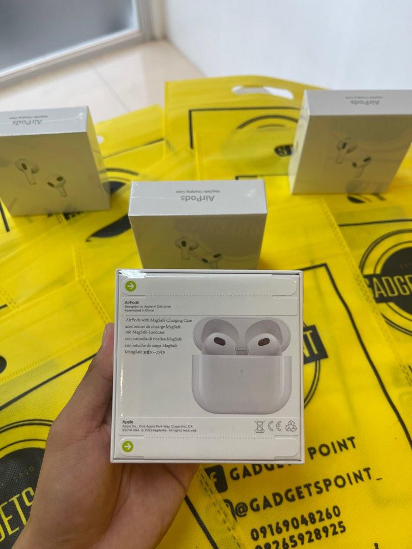 Airpods Gen 3 (Category: Earphones) located in Taytay. Submitted by rafael_ortiz (Listing ID 1189224246, Image 2). Description: AIRPODS GEN 3 ✅FREE SILICON CASE ✅FREE APPLE PAPER BAG ✨✨FOR ONLY ₱1,000✨✨ ☑️ HK Variant ☑️ Chang Name Ready ☑️ Voice quality/clarity ☑️ Pop up window animation ☑️ Proximity sensor ☑️ Siri enabled ☑️ 6D Quality bass sound ☑️ 2-3 hours talk time ☑️ 3-4 hours music time ☑️ Rain & Sweat Proof ☑️ 10meters bluetooth range ☑️ 