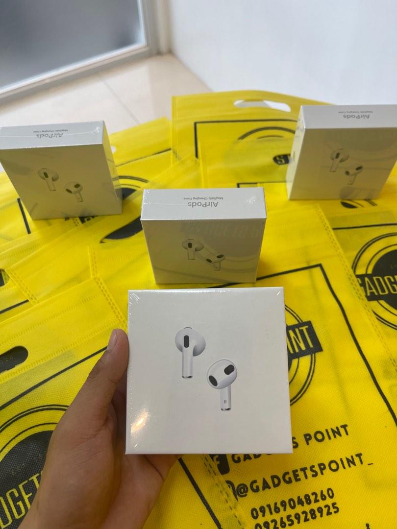 Airpods Gen 3 (Category: Earphones) located in Taytay. Submitted by rafael_ortiz (Listing ID 1189224246, Image 1). Description: AIRPODS GEN 3 ✅FREE SILICON CASE ✅FREE APPLE PAPER BAG ✨✨FOR ONLY ₱1,000✨✨ ☑️ HK Variant ☑️ Chang Name Ready ☑️ Voice quality/clarity ☑️ Pop up window animation ☑️ Proximity sensor ☑️ Siri enabled ☑️ 6D Quality bass sound ☑️ 2-3 hours talk time ☑️ 3-4 hours music time ☑️ Rain & Sweat Proof ☑️ 10meters bluetooth range ☑️ 
