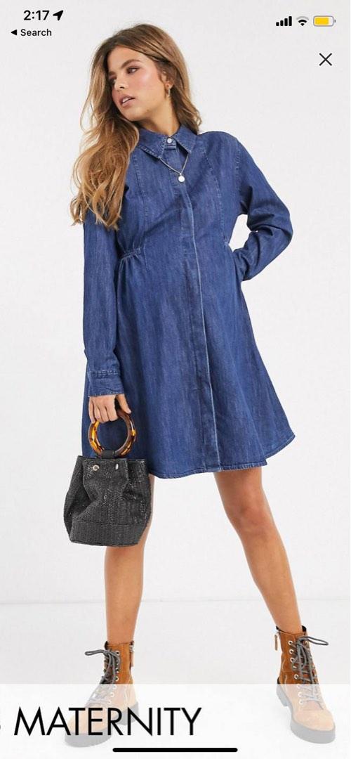 Asos denim store maternity dress