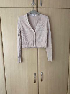 AUTH ZARA ECRU SEXY FIT LONGSLEEVES BUTTON DOWN TOP BLOUSE JACKET CARDIGAN FITS SMALL TO MEDIUM