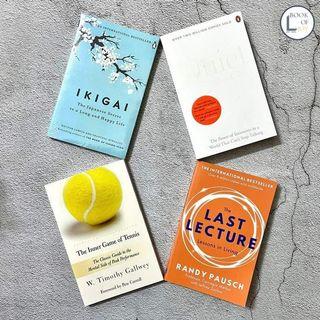 Autobiography|Memoir|Sports|Philosophy|Personal Development|Inspirational|Spirituality|Health|Cultural|Japan Books - Ikigai-Francesc Miralles, Inner Game of Tennis-Timothy Gallwey, Last Lecture-Randy Pausch, Quiet-Susan Cain