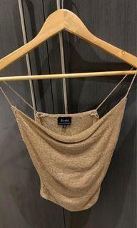 Bardot gold scoop top