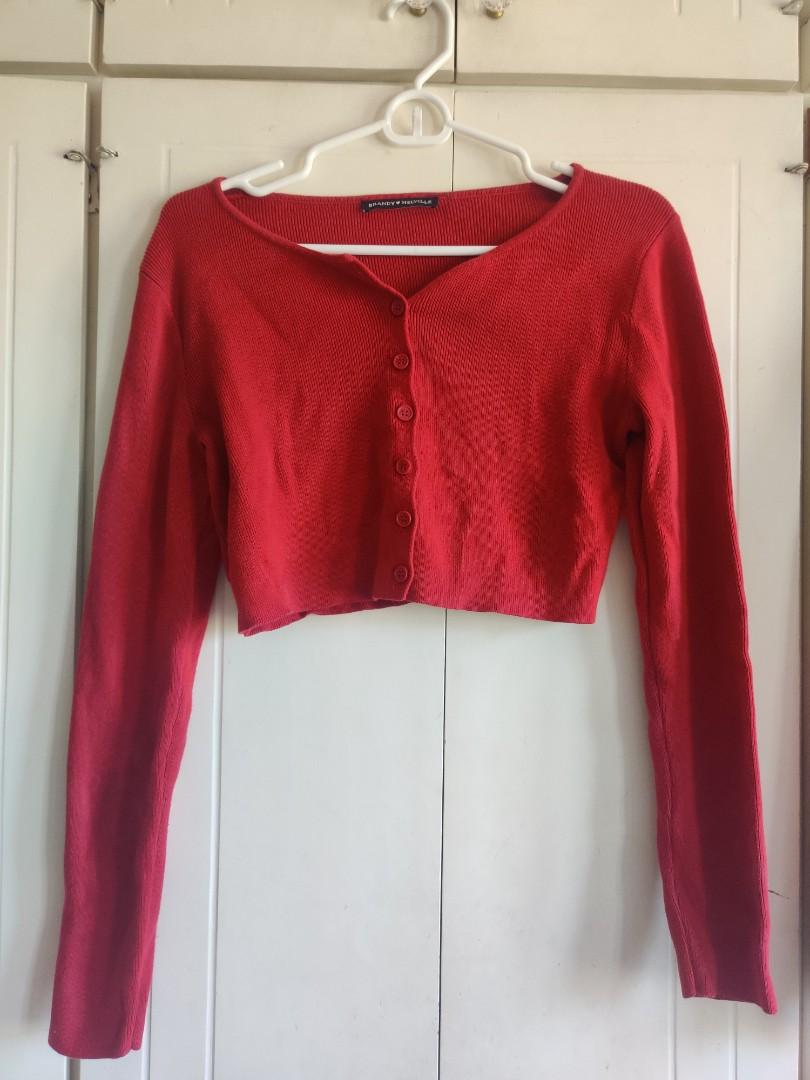 Brandy Melville Athelia Cardigan in red  Red cardigan, Cardigan, Red  leather jacket