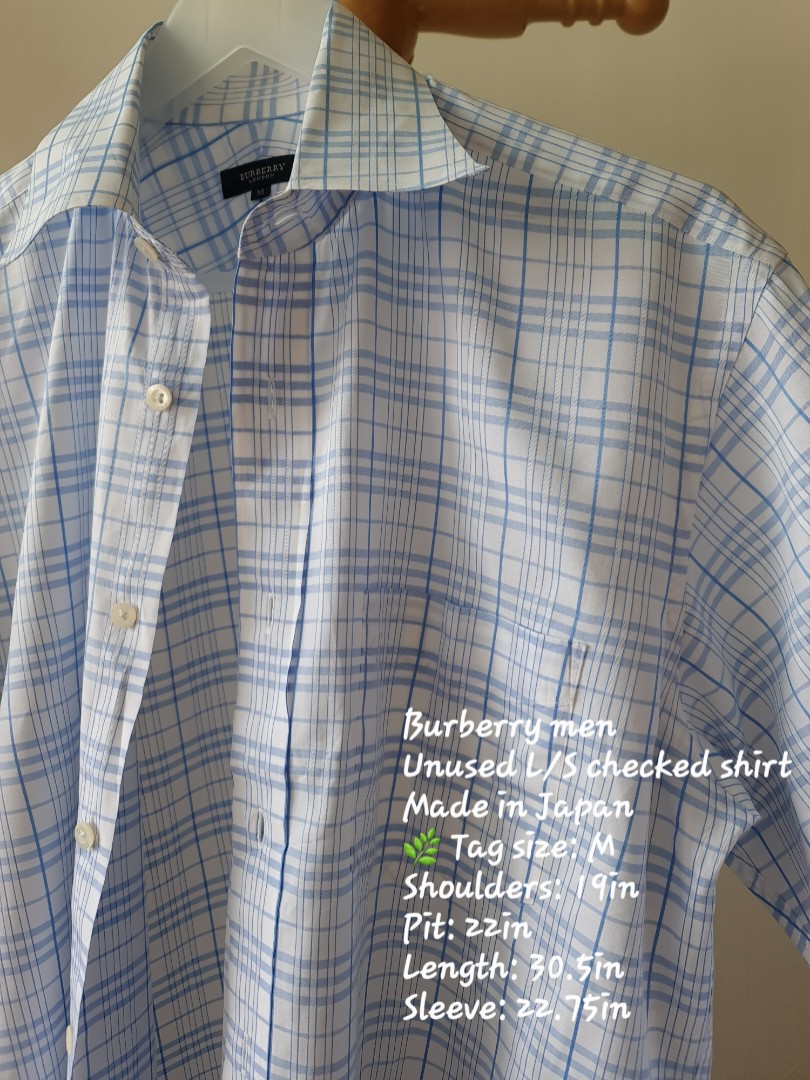 Burberry men long sleeve woven checked shirt M, Men's Fashion, Tops & Sets,  Formal Shirts on Carousell