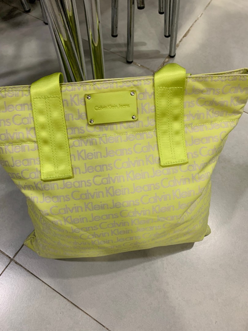Calvin Klein Bag Reflective Neon Green, Luxury, Bags & Wallets on Carousell
