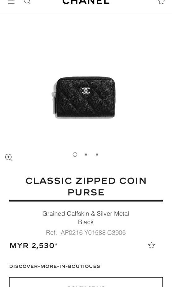 Shop CHANEL Classic Zipped Coin Purse (AP0216 Y01588 C3906) by