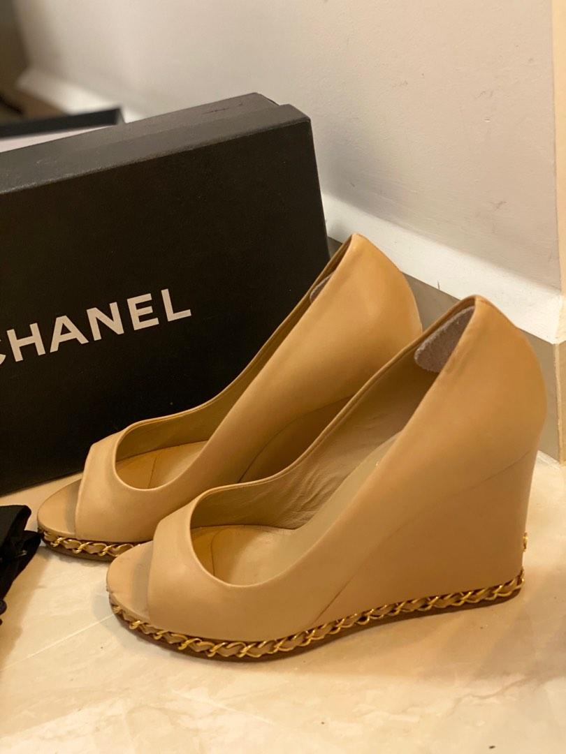 Chanel leather Wedges shoes Women s Fashion Footwear Wedges on