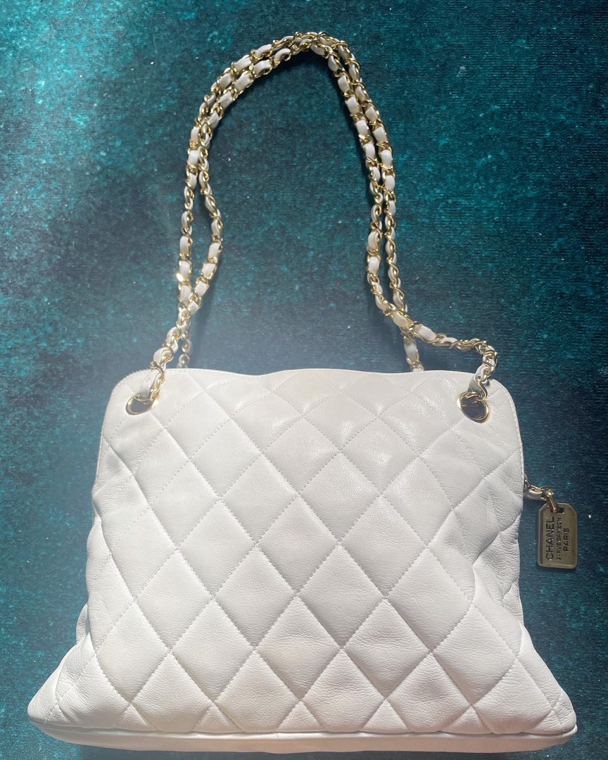 Chanel Vintage White Trapezoid Bag, Luxury, Bags & Wallets on