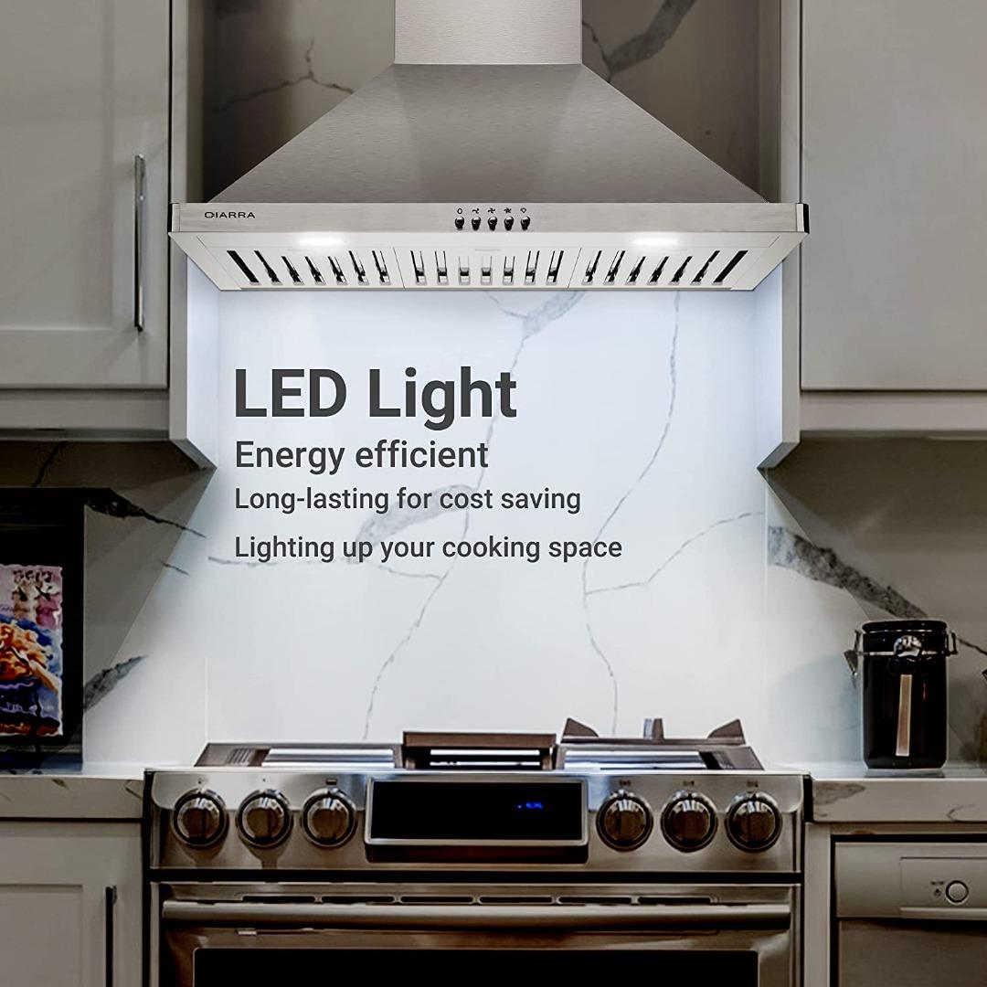 CIARRA Range Hood 30 inch 450 CFM Wall Mount Range Hood Vent for