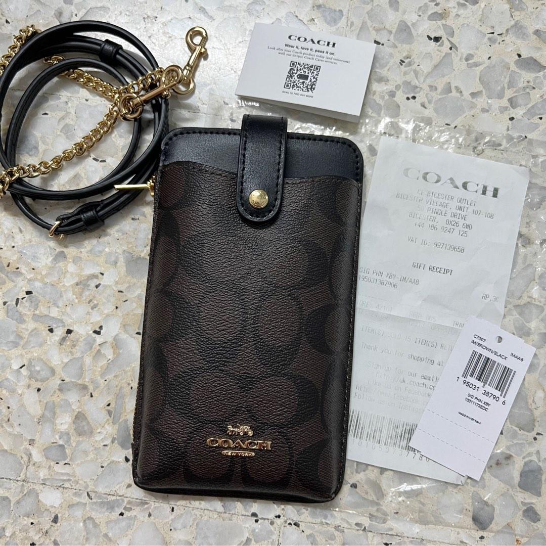 Raya Offer] Coach Dark Brown Monogram Hp Pouch, Luxury, Bags & Wallets on  Carousell