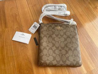 COACH Signature North South Cross Body Bag Khaki/Saddle