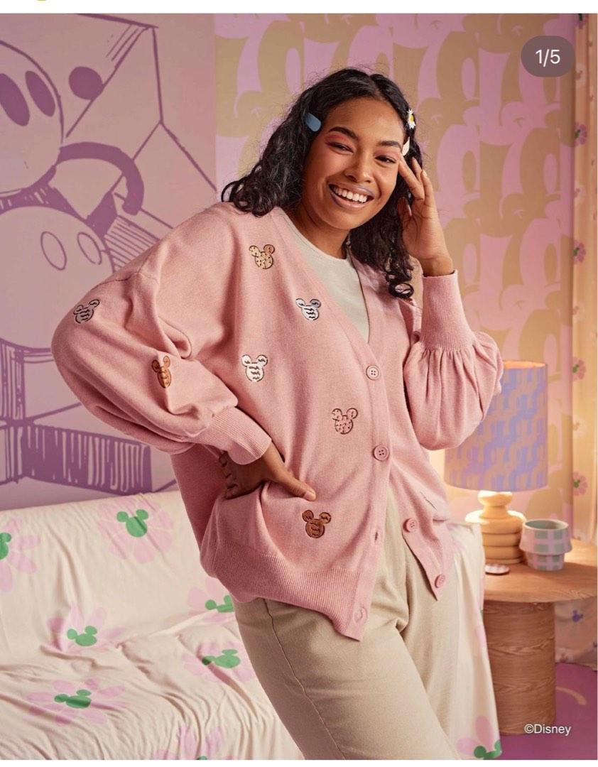 CQ x Mickey Pink Cardigan (Blossom) in S/M, Women's Fashion, Tops, Other  Tops on Carousell