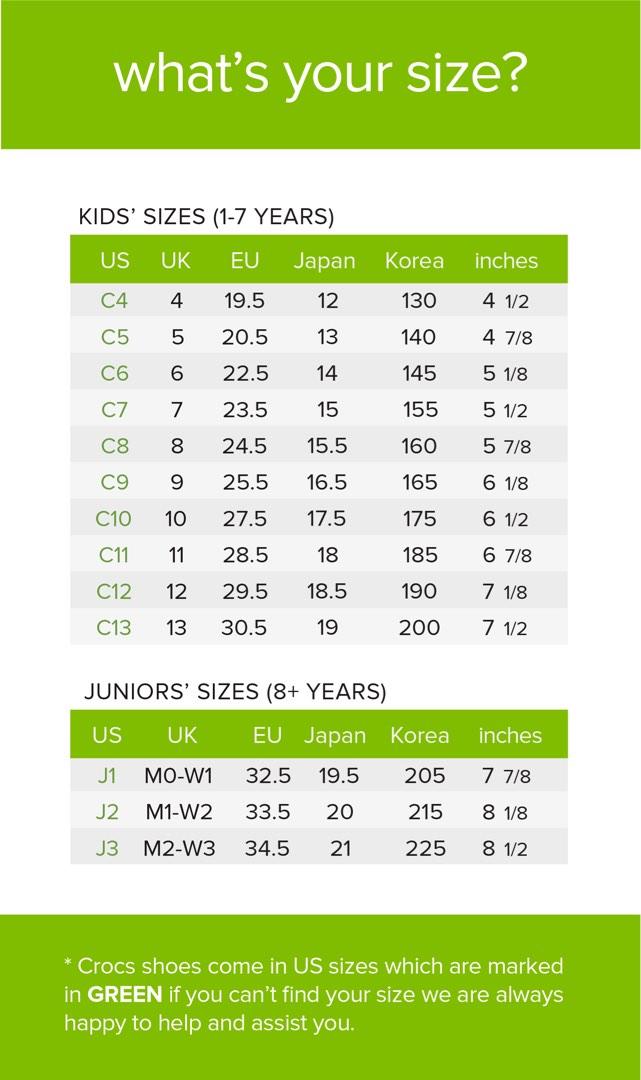 Crocs childrens sizes store
